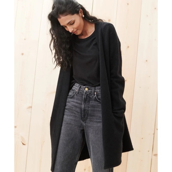 Jenni Kayne • Sweater Coat cardigan black merino wool yak knit minimalist open - Picture 10 of 10